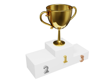 Illustration, trophy, gold, podium, 