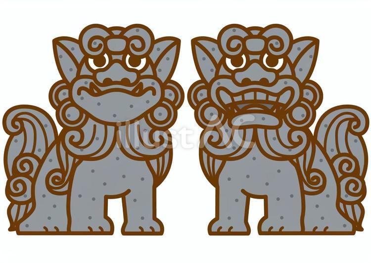 狛犬-4c 狛犬,石像,像のイラスト素材
