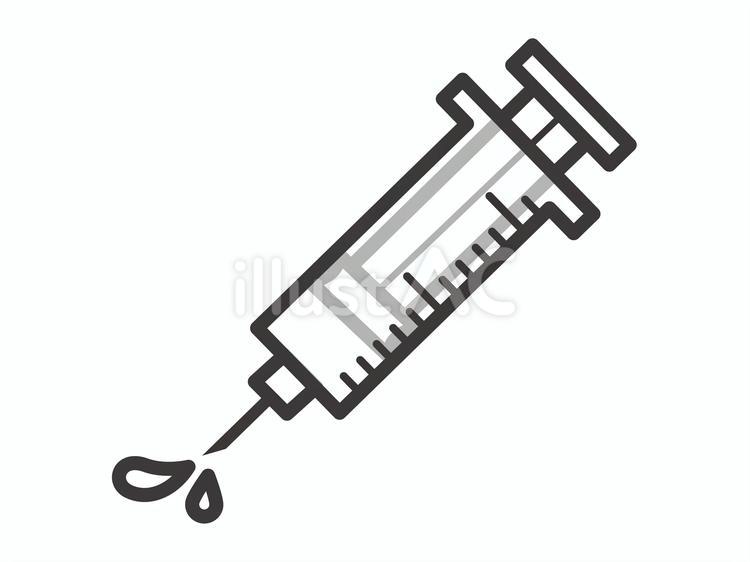注射器（薬品入・下向き）03 注射,注射器,予防接種のイラスト素材