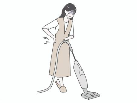 掃除機をかける女性｜強い腰痛 女性,掃除機,シンプル,かわいい,ベクター,おしゃれ,家事,掃除,主婦,家事負担のイラスト素材