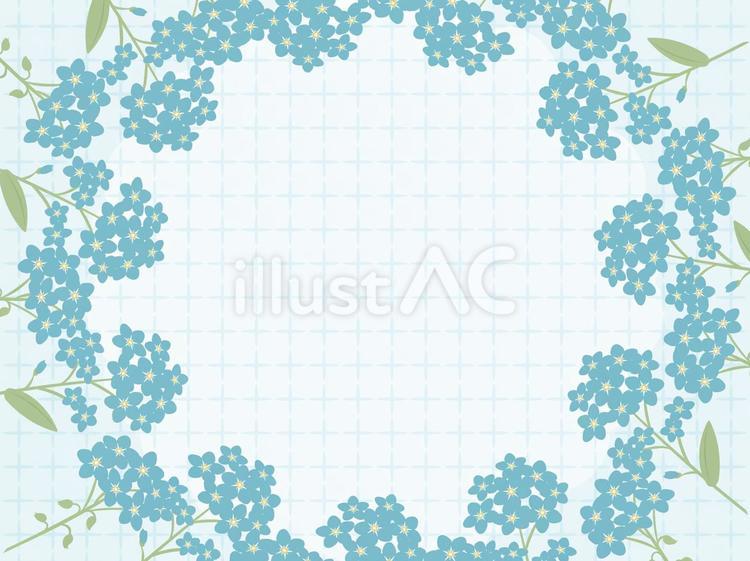 勿忘草　フレーム背景10 飾り枠,枠,フレームのイラスト素材