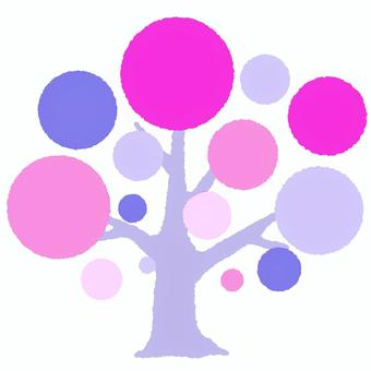 丸い葉の木 ピンク 木,丸い,葉,緑,樹木,自然,植物,手書き,可愛い,シンプルのイラスト素材