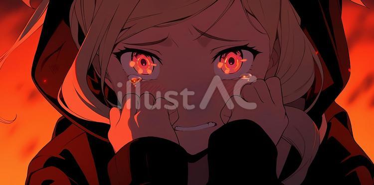 涙を浮かべる女の子 女の子,人,泣くのイラスト素材
