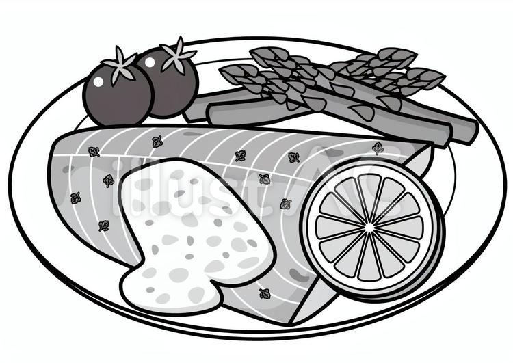 白身魚のムニエル-2c ムニエル,白身魚,タルタルソースのイラスト素材