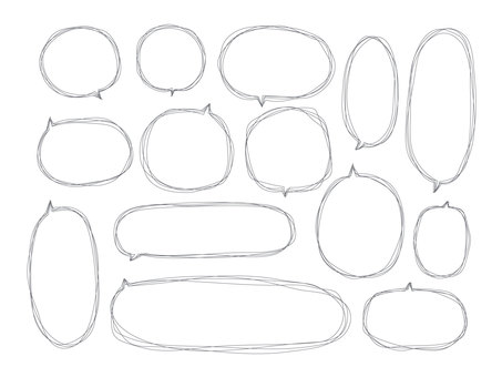 手描きの二重線の吹き出しセット 手描きの二重線の吹き出しセット 吹き出し,フレーム,手書き,二重,ベクター,二重線,セット,二重丸,枠,丸のイラスト素材