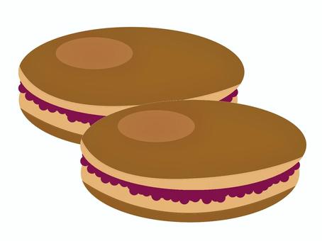 シンプルどら焼き シンプル,どら焼き,食べ物,和菓子,あんこ,オヤツのイラスト素材