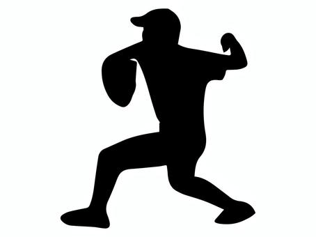 野球のピッチャーのシルエット 野球,プレイ,試合,スポーツ,部活,球技,ピッチング,ピッチャー,投げる,手書きのイラスト素材