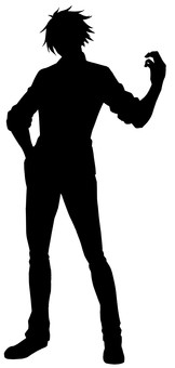 Cheerful guy, male, silhouette, standing pictures, JPG and PNG