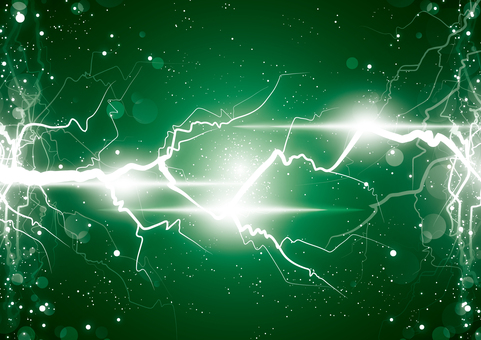 サイエンスな電流のエネルギーの背景素材 雷,稲妻,電流,エネルギー,光,フレア,パーティクル,スタイリッシュ,緑色,背景のイラスト素材