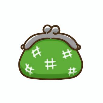緑色に白い井桁柄の口を閉じたガマ口財布 財布,ガマ口,和柄,井桁柄,お金,小銭入れ,白,緑のイラスト素材