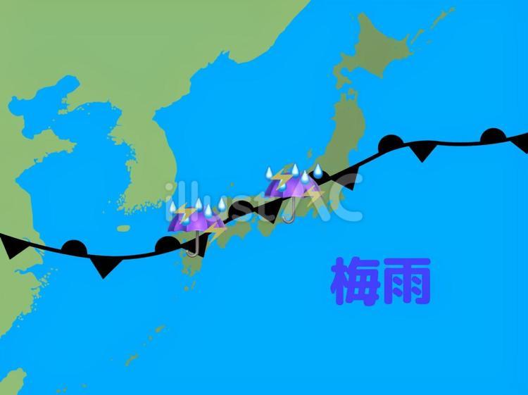 梅雨 梅雨前線,梅雨,初夏のイラスト素材