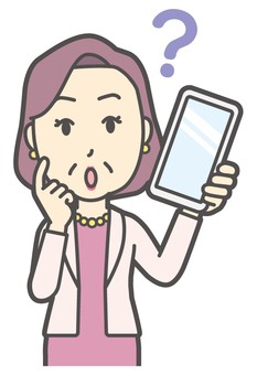  お金持ちマダム-164-バスト スマホ,はてな,おばさん,中年,女性,富裕層,マダム,裕福,お金持ち,ミセスのイラスト素材