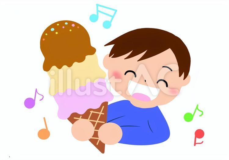 アイスと男の子 アイス,アイスクリーム,男の子のイラスト素材