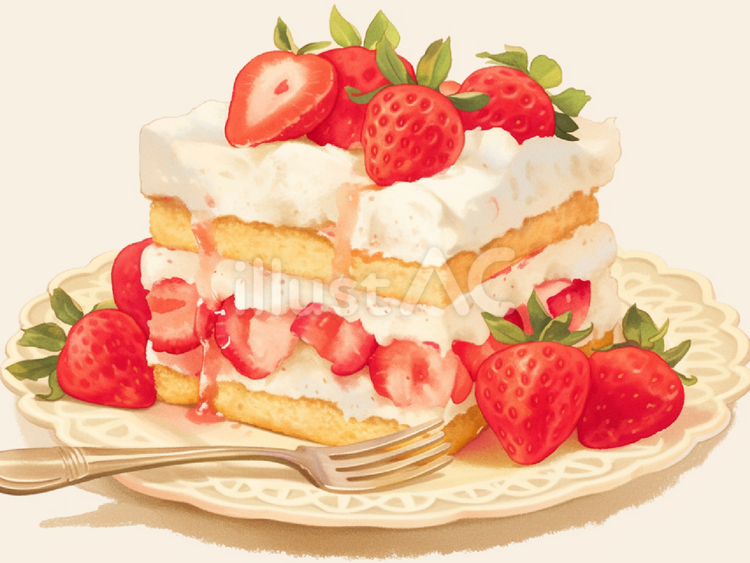 美味しそうないちごのケーキ 苺,ケーキ,生クリームのイラスト素材