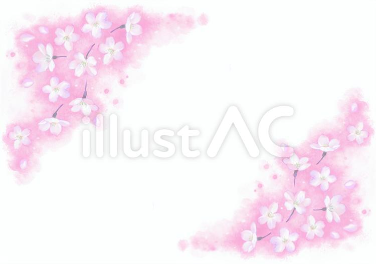 水彩風桜の背景 桜,さくら,春のイラスト素材