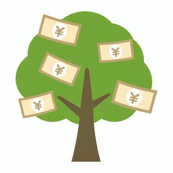 お金のなる木 お金,木,資産運用,紙幣,投資,貯金,利益,配当,収入,ボーナスのイラスト素材