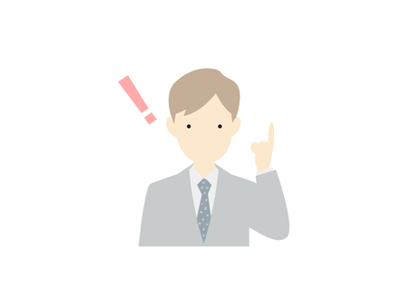 ひらめくサラリーマンのミニマル アイデア,直感,発想,創造力,インスピレーション,発見,カラー,サラリーマン,新入社員,就活生のイラスト素材