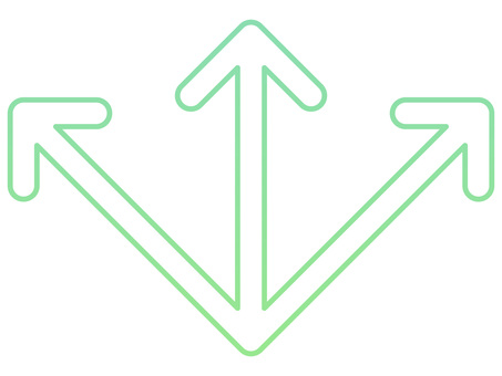 分散・拡張・共有・三方向の矢印アイコン 矢印,拡散,分散,拡張,共有,成長,発展,増加,向上,三方向のイラスト素材