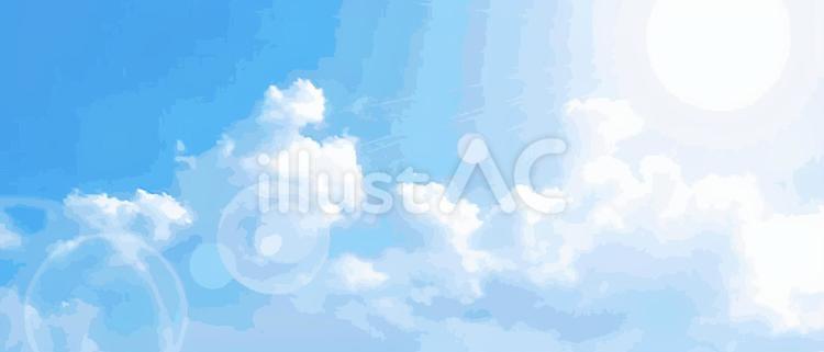 太陽　日差し　　 太陽,日差し,入道雲のイラスト素材