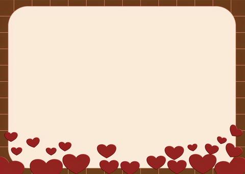 ハートの背景素材　横④ バレンタイン,ハート,背景,フレーム,枠,飾り枠,ハート型,ハートフレーム,茶色,赤のイラスト素材