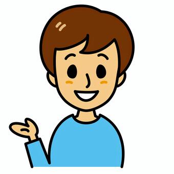若い男性　案内 説明,男性,ガイド,案内,おすすめ,若者,手,笑顔,青年,男の子のイラスト素材