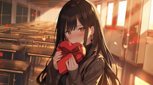 Illustration, valentine, girl, after school, 