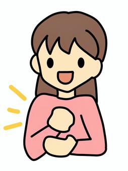 ひらめいて手をたたく　女性 ひらめき,人物,提案,アイディア,手,叩く,女性,シンプル,かわいい,生活のイラスト素材