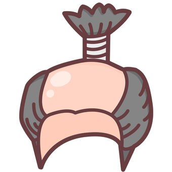 殿様のかつら　デフォルメイラスト ちょんまげ,かつら,殿様,偉い,日本髪,江戸時代,武士,侍,大名,将軍のイラスト素材