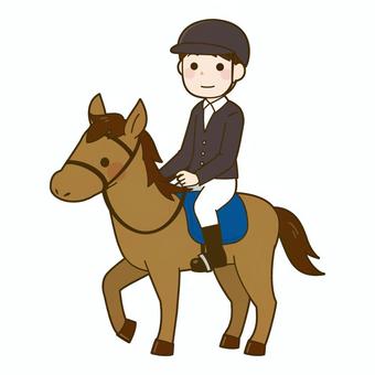 乗馬する男性（馬術） 馬術,乗馬,馬,体験,動物,スポーツ,競技,男性,かわいいのイラスト素材