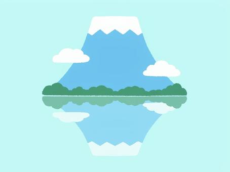 逆さ富士 富士山,逆さ富士,山,自然,お正月,年賀状,年始,謹賀新年,元日,元旦のイラスト素材