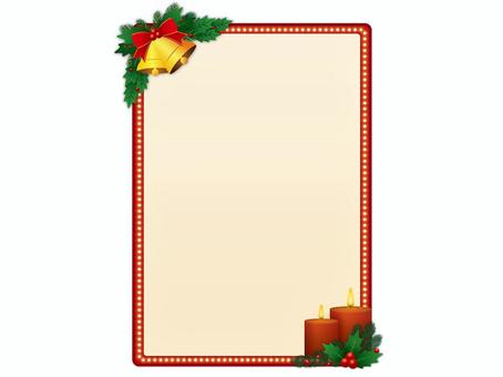 ベルとリボンのクリスマス縦フレーム_赤 クリスマス,フレーム,枠,xmas,ホリデー,ベル,鐘,もみの木,柊,蝋燭のイラスト素材