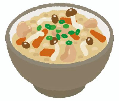 きのこの炊き込みご飯 ご飯,米,ごはん,茶碗,手描き,挿絵,素材,秋,秋の味覚,キノコのイラスト素材