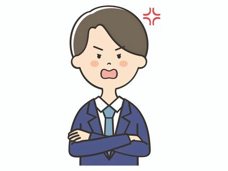 腕組みして怒るスーツの男性 腕組みして怒るスーツの男性 怒る,叱る,説教,イライラ,男性,不満,厳しい,ストレス,怒り,スーツのイラスト素材