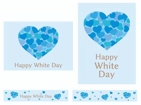 ホワイトデーポスターセット　ハート水色 ホワイトデー,ハッピー,ハート,かわいい,おしゃれ,華やか,キュート,シンプル,ロゴ,タイトルのイラスト素材