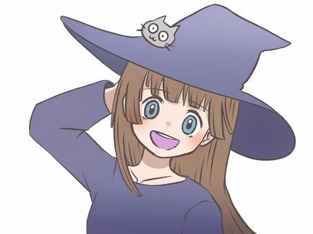 ハロウィン魔女ちゃん ハロウィン,10月,秋,魔女,女の子,少女,魔法使い,帽子,笑顔,漫画のイラスト素材