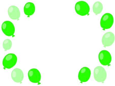 緑の風船フレーム 風船,フレーム,枠,装飾,タイトル,見出し,かわいい,誕生日,バースデー,お祝いのイラスト素材