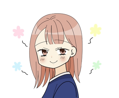 機嫌がいい女性 人物,ご機嫌,女性,花柄,嬉しい,幸せ,笑顔,ニコニコ,茶髪,萌え系のイラスト素材