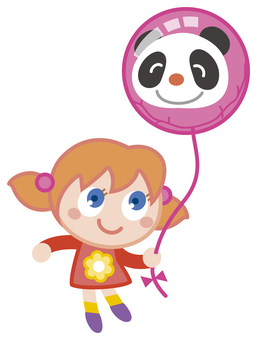 風船 こども,風船,人物,パンダ,花柄,女の子のイラスト素材