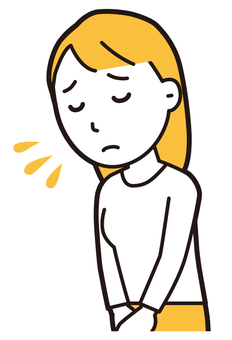  ロングヘア女性(黄)-122-バスト おじぎ,女性,女の子,人物,かわいい,挨拶,お礼,ごめんなさい,すみません,謝るのイラスト素材