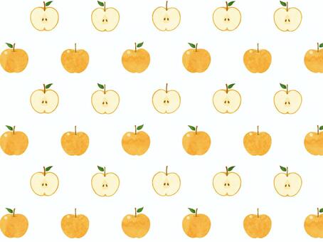 和梨_水彩風パターン1 梨,和梨,果物,食べ物,秋,パターン,壁紙,シームレス,水彩風,かわいいのイラスト素材