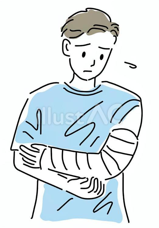 Free Vectors Simple line drawing illustration of a man with a broken arm