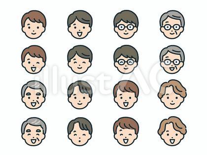 いろいろな男性の顔と表情セット