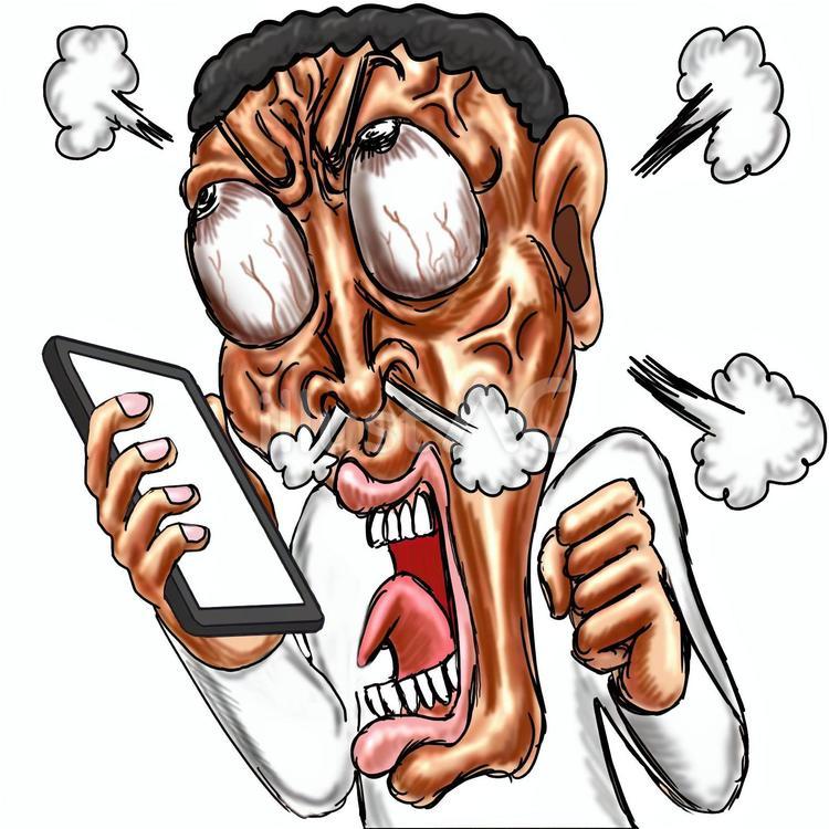 SNSで発狂やモンスタークレーマーの男 クレーマー,カスハラ,モンスタークレーマーのイラスト素材