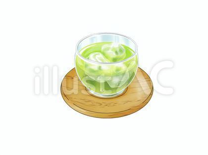 コースターに乗せた冷たい緑茶