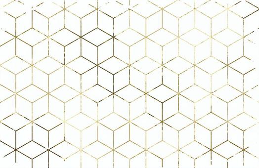 ゴールドとホワイトの立方体柄 パターン,幾何学,六角形,ハニカム,キューブ,立方体,背景,壁紙,ゴールド,金のイラスト素材