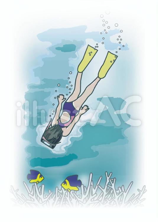 海でシュノーケリングイラスト No 無料イラストなら イラストac