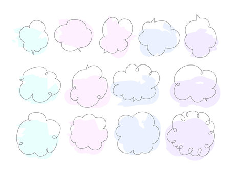 カラフルなグルグルした吹き出しセット カラフルなグルグルした吹き出しセット 吹き出し,水彩風,コミュニケーション,話す,会話,雲,かわいい,漫画,ポップ,ダイアログのイラスト素材