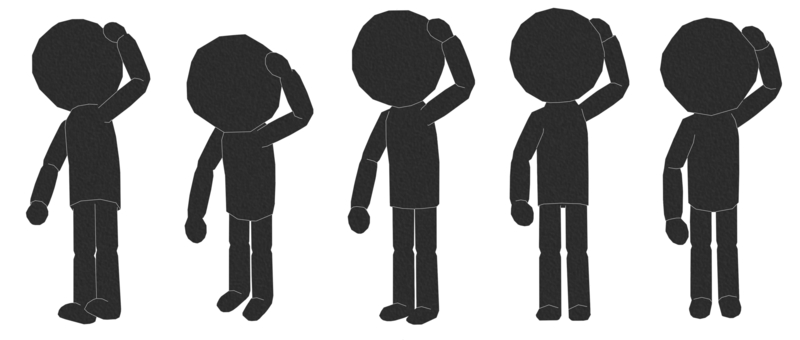 Illustration, scratch the head, be impatient, be shy, 