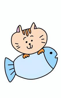 ねこフレーム カラー ねこフレーム カラー フレーム,文字いれ,ねこ,魚,動物のイラスト素材