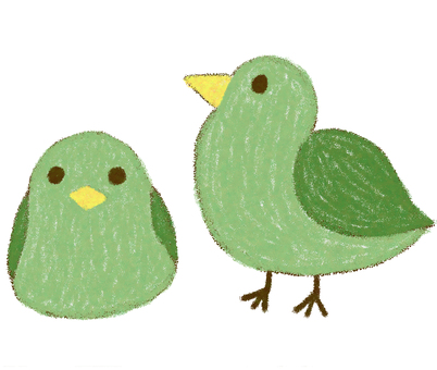 みどりのとり みどりのとり 鳥,らくがき風,緑色,ステッカー,かわいいのイラスト素材